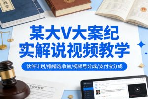 某大V大案纪实解说视频教学，可做伙伴计划、撸精选收益，视频号和支付宝分成计划均可-阿俊淘金