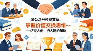 某公众号付费文章：掌握价值交换思维—-结交大佬、抱大腿的秘诀-阿俊淘金