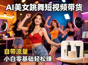 AI美女跳舞短视频带货：自带流量，小白零基础轻松賺，详细拆解-阿俊淘金