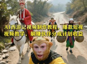 AI西游记视频制作教程，爆款短视频教学，躺賺伙伴分成计划收益-阿俊淘金