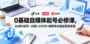 0基础自媒体起号必修课,从0到1起号|抖音+小红书+视频号全域运营变现课-阿俊淘金