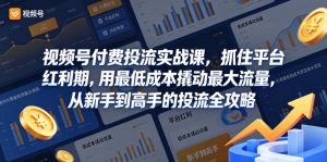 视频号付费投流实战课，抓住平台红利期，用最低成本撬动最大流量，从新手到高手的投流全攻略-阿俊淘金