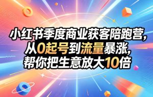 小红书季度商业获客陪跑营，从0起号到流量暴涨，帮你把生意放大10倍-阿俊淘金