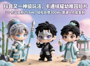 抖音又一神级玩法,卡通绒耀幼稚园短片,3个作品吸粉25.6W,轻松获赞300W+普通人也能复制-阿俊淘金