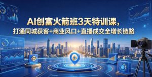 AI创富火箭班3天特训课，打通同城获客+商业风口+直播成交全增长链路，2026年4月新课-阿俊淘金