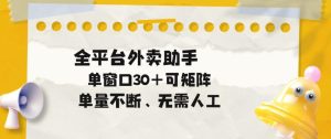 单量不断,全平台外卖自动助手,单窗口30+可矩阵操作【揭秘】-阿俊淘金