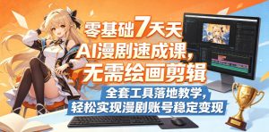 零基础7天AI漫剧速成课，无需绘画剪辑，全套工具落地教学，轻松实现漫剧账号稳定变现-阿俊淘金