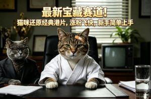 最新宝藏赛道！猫咪还原经典港片，涨粉飞快，新手简单上手-阿俊淘金