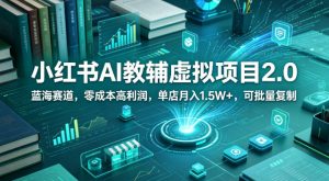 小红书AI教辅虚拟项目2.0，蓝海赛道，零成本高利润，单店月入1.5W+，可批量复制-阿俊淘金