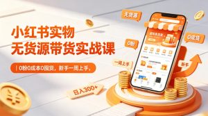 小红书实物无货源带货实战课｜0粉0成本0囤货，新手一周上手，日入300+-阿俊淘金