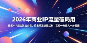 2026年商业IP流量破局用,搜索+IP组合跳出内卷,抢占精准流量红利,实现一分投入十分回报-阿俊淘金