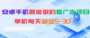 安卓手机就能做的看广告项目，单机每天稳定5-30＋-阿俊淘金