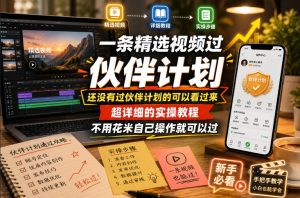一条精选视频过伙伴计划，还没有过伙伴计划的可以看过来，超详细的实操教程，不用花米自己操作就可以过-阿俊淘金