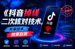 抖音掉线二次核对技术，外来技术，效果自测-阿俊淘金