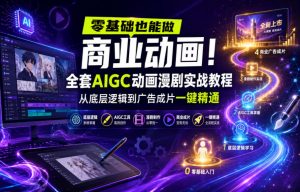 零基础也能做商业动画!全套AIGC动画漫剧实战教程,从底层逻辑到广告成片一键精通-阿俊淘金
