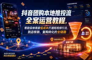 抖音团购本地推投流全案运营教程,帮助实体商家低成本打通短视频引流、到店核销、复购转化的全链路-阿俊淘金