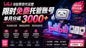 B站带货代运营项目,你只需提供账号,全程托管,轻松月入1w+【揭秘】-阿俊淘金