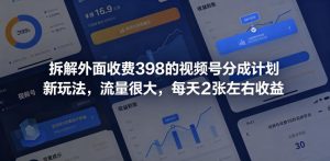 拆解外面收费398的视频号分成计划新玩法，流量很大，每天2张左右收益-阿俊淘金