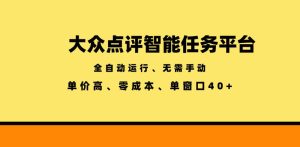 大众点评智能任务平台，全自动运行、无需手动，单价高、零成本、单窗口40+【揭秘】-阿俊淘金