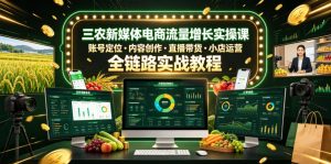 三农新媒体电商流量增长实操课，账号定位・内容创作・直播带货・小店运营，全链路实战教程-阿俊淘金