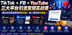 TikTok+FB+YouTube三大平台引流变现实战课，通过社交媒体获取销售线索，别人填表单你賺钱【原创双语字幕】-阿俊淘金
