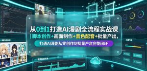 从0到1打造AI漫剧全流程实战课｜脚本创作+画面制作+音色配音+批量产出，打通AI漫剧从零创作到批量量产完整闭环-阿俊淘金