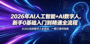 2026年AI人工智能+AI数字人,新手0基础入门到精通全流程,从AI认知到数字人全自动,一套打通全链路-阿俊淘金