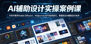 AI辅助设计实操案例课，手把手教学Stable Diffusion、Midjourney与PS协同技巧，掌握前沿AI辅助设计技术-阿俊淘金