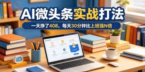 一天挣了408,AI微头条实战打法,每天30分钟比上班强N倍-阿俊淘金