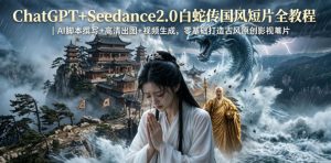 ChatGPT+Seedance2.0白蛇传国风短片全教程|AI脚本撰写+高清出图+视频生成,零基础打造古风原创影视短片-阿俊淘金
