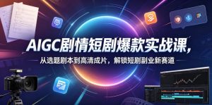 AIGC剧情短剧爆款实战课,从选题剧本到高清成片,解锁短剧副业新赛道-阿俊淘金