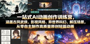 一站式AI动画创作训练营,涵盖古风武侠、影视风格、异世界科幻、解压场景,从零自主制作高质量原创短篇动画-阿俊淘金