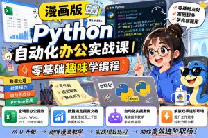 漫画版Python自动化办公实战课|零基础趣味学编程,全场景办公提效、批量搞定报表文档、解放双手进阶职场-阿俊淘金