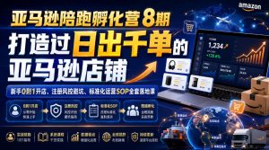 亚马逊陪跑孵化营8期,打造过日出千单的亚马逊店铺,新手0到1开店、注册风控避坑、标准化运营SOP全套落地课-阿俊淘金