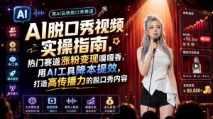 AI脱口秀视频实操指南,热门赛道涨粉变现嘎嘎香,用AI工具降本提效,打造高传播力的脱口秀内容-阿俊淘金