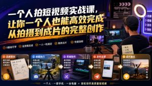 一个人拍短视频实战课，让你一个人也能高效完成从拍摄到成片的完整创作-阿俊淘金