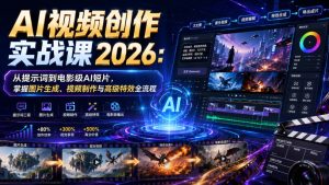 AI视频创作实战课2026:从提示词到电影级AI短片,掌握图片生成、视频制作与高级特效全流程-阿俊淘金
