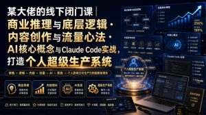 某大佬的线下闭门课|商业推理与底层逻辑・内容创作与流量心法・AI核心概念与Claude Code实战,打造个人超级生产系统【录音+图片】-阿俊淘金
