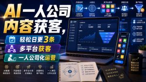 AI一人公司内容获客,轻松日更3条,多平台获客,一人公司化运营(更新)-阿俊淘金