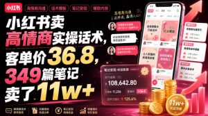 小红书卖高情商实操话术,客单价36.8,349篇笔记卖了11w+!-阿俊淘金