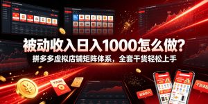 被动收入日入1000怎么做?拼多多虚拟店铺矩阵体系,全套干货轻松上手【揭秘】-阿俊淘金