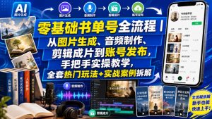 零基础书单号全流程|从图片生成、音频制作、剪辑成片到账号发布,手把手实操教学,全套热门玩法+实战案例拆解-阿俊淘金