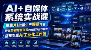 AI+自媒体系统实战课，依靠AI批量生产爆款内容，带你告别传统低效的自媒体创作模式，搭建专属AI工业化工作流-阿俊淘金