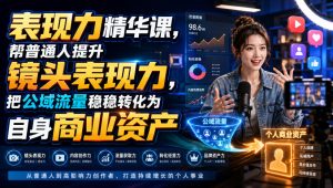 表现力精华课,帮普通人提升镜头表现力,把公域流量稳稳转化为自身商业资产-阿俊淘金