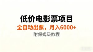 低价电影票项目新玩法,全自动报价出票,月入6000+,附保姆级教程【揭秘】-阿俊淘金