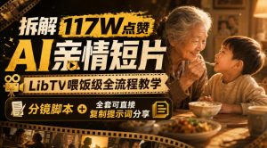 拆解117W点赞AI亲情短片，LibTV喂饭级全流程教学，分镜脚本+全套可直接复制提示词分享-阿俊淘金