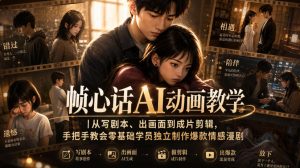 帧心话AI动画教学｜从写剧本、出画面到成片剪辑，手把手教会零基础学员独立制作爆款情感漫剧-阿俊淘金