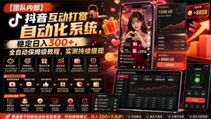 【团队内部】抖音互动打赏自动化系统，稳定日入300+，全自动保姆级教程，实测持续提现【揭秘】-阿俊淘金