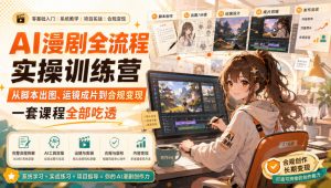 AI漫剧全流程实操训练营,从脚本出图、运镜成片到合规变现,一套课程全部吃透-阿俊淘金