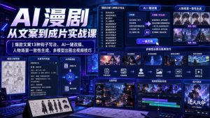 AI漫剧从文案到成片实战课|爆款文案13种钩子写法、AI一键改稿、人物场景一致性生成、多模型出图出视频技巧-阿俊淘金